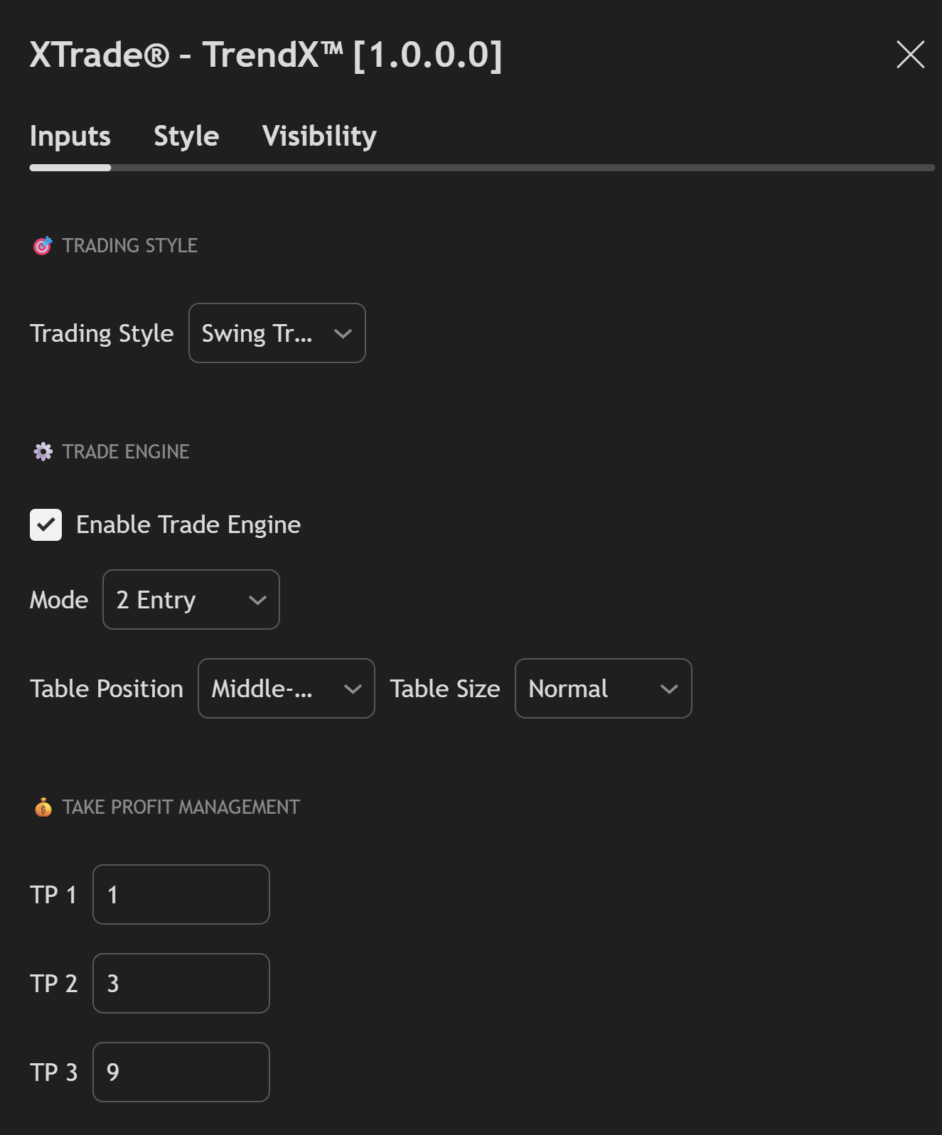 Sigory - TrendX Indicator Configuration